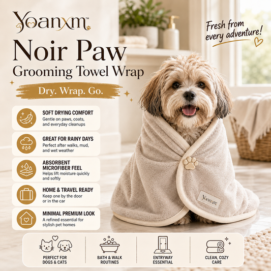 Yoanxm™ Noir Paw Grooming Towel Wrap, Microfiber Dog Towel, Cat Drying Towel, Quick-Dry Paw Towel, Bath and Walk Essential